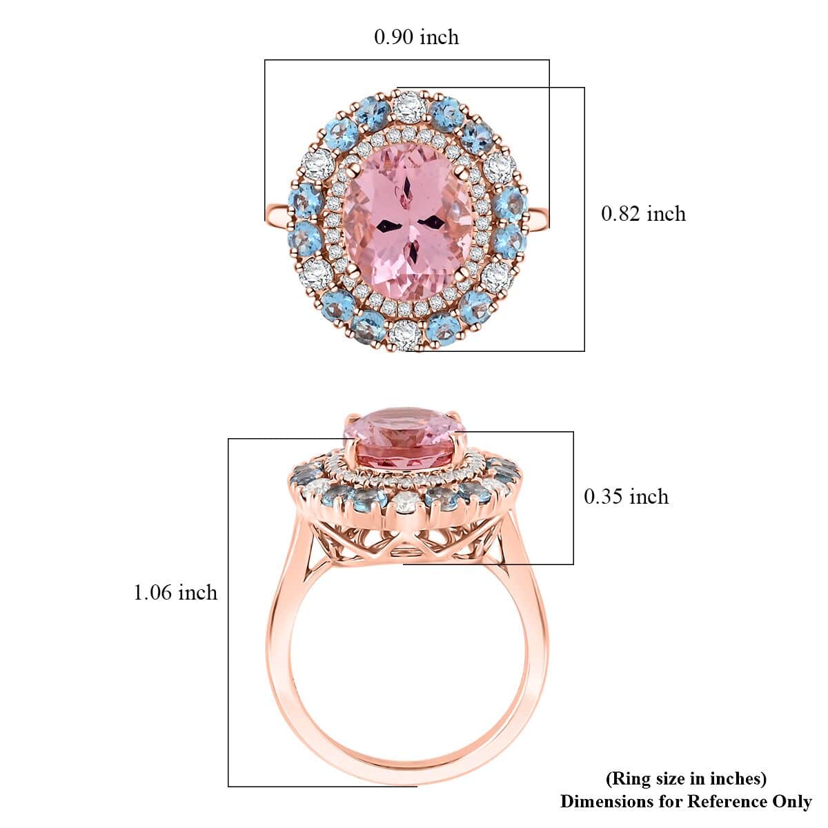 Appraised and Certified 4.85 Ct. Pink Morganite, Diamond Halo Ring in 10K Rose Gold 7972298 4
