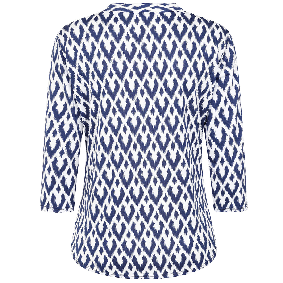 3/4 Sleeve Print Mandarin Collar Top (Size 16) - White V32520249 3