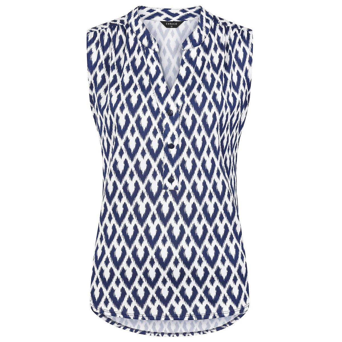 Emreco Geometric Print Mandarin Collar Sleeveless Blouse (Size 20) - White V32519040 0