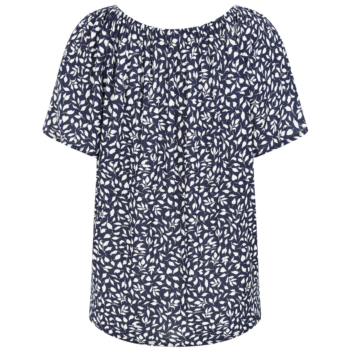 Emreco Casual Leaf Print Top - Short Sleeve and Versatile Off-Shoulder Style 7972549 2