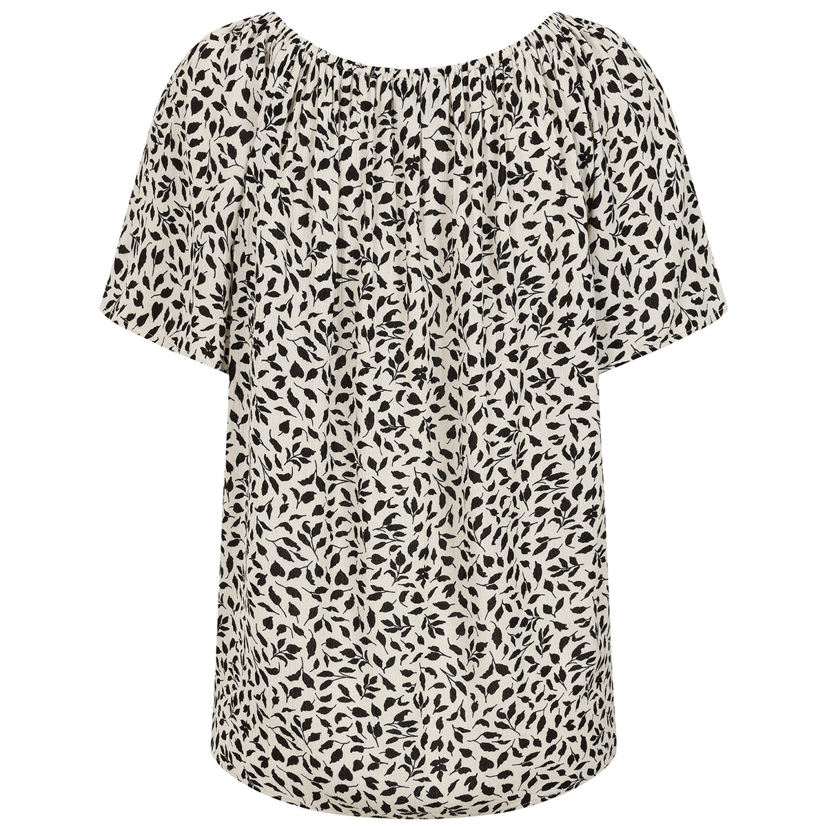 Emreco Short Sleeve Ivory Leaf Print Off-Shoulder Top (Size 20) V32563029 3