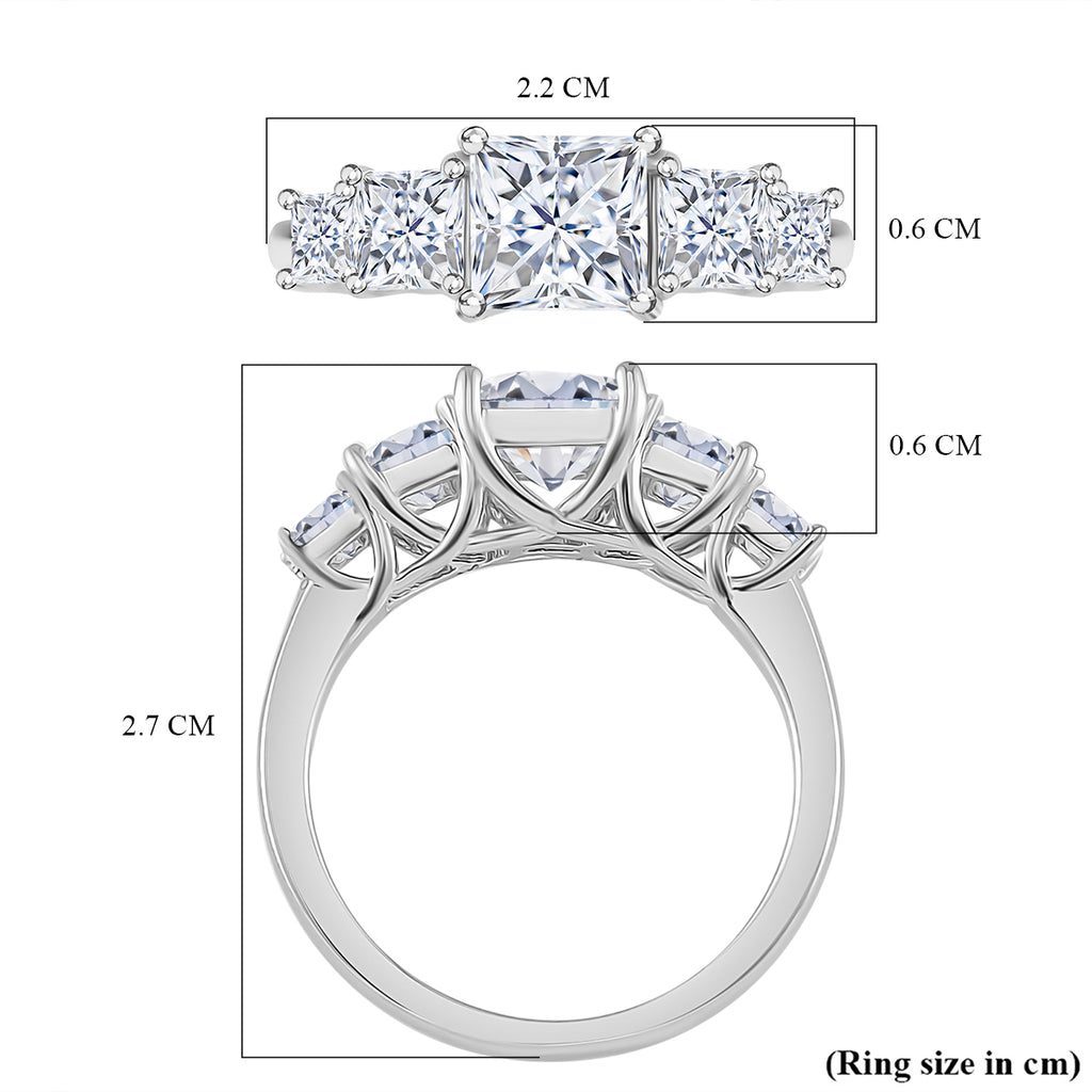 RADIANTA Moissanite - GRA Certified D-VVS1 Moissanite Ring in Rhodium Overlay Sterling Silver 2.24 Ct._7972772_5
