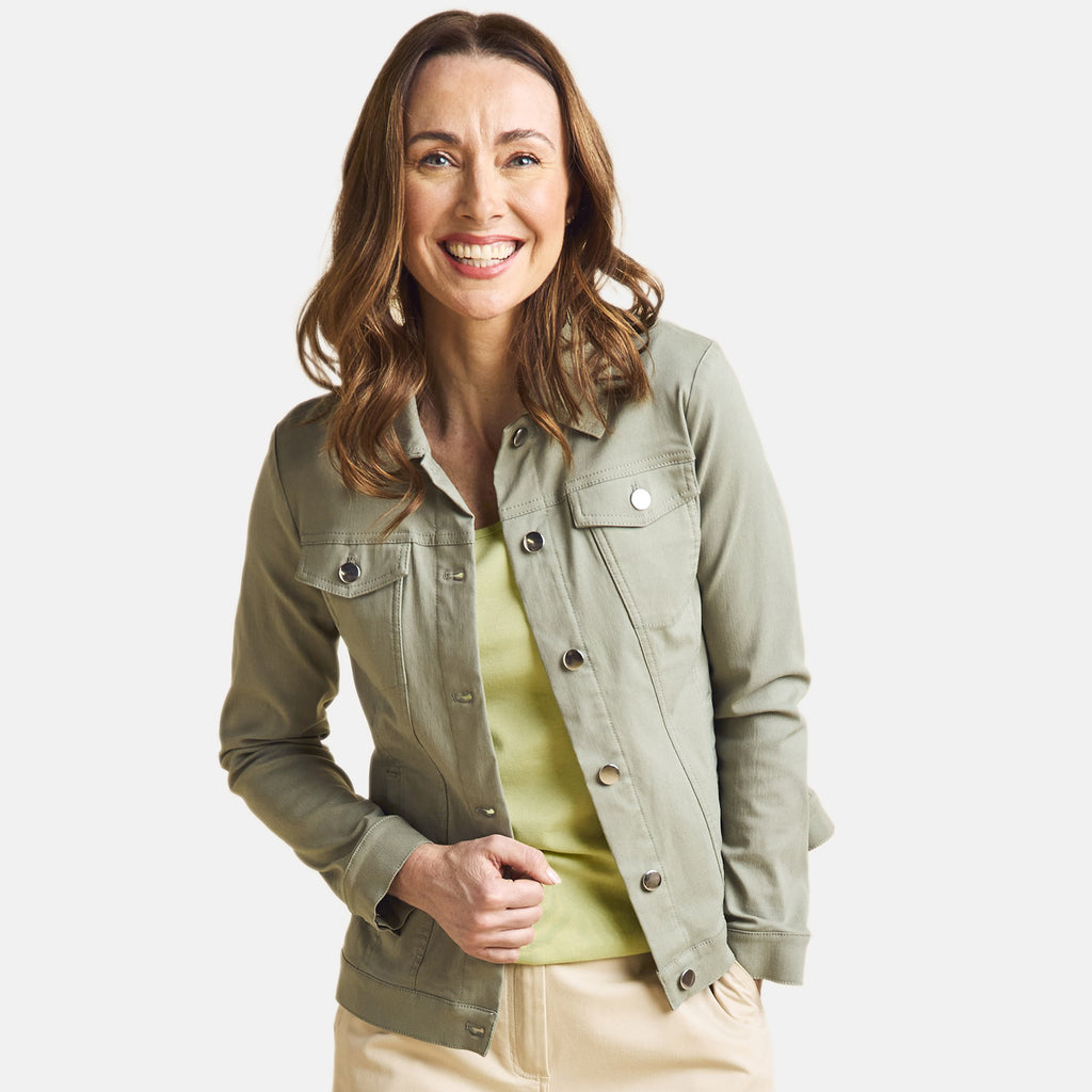 Emreco Stretch Jean-Style Jacket (Size 18) - Lt Khaki_7972848