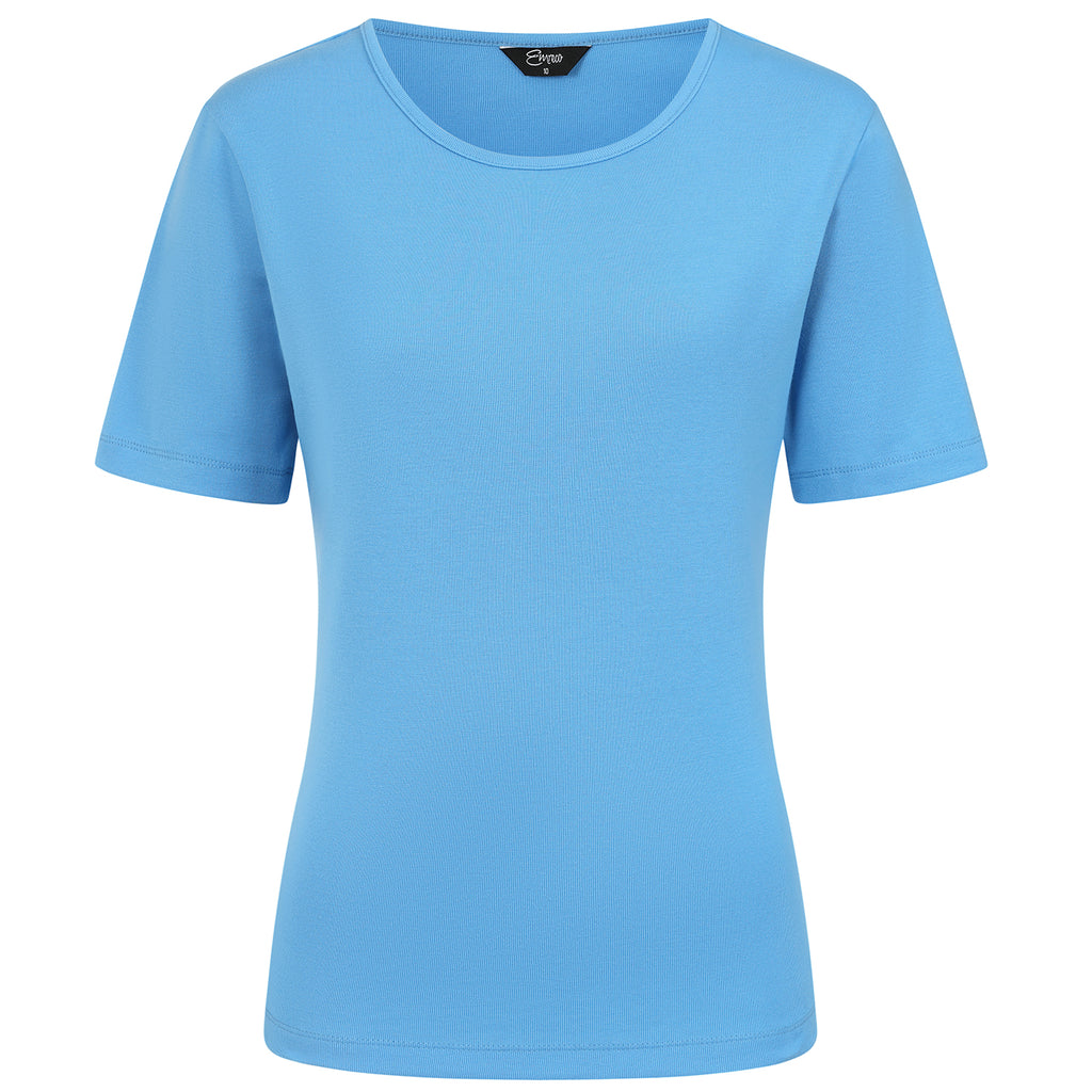 Emreco Casual Short Sleeve Crew Neck T-Shirt (Size 18) - Blue_7973018