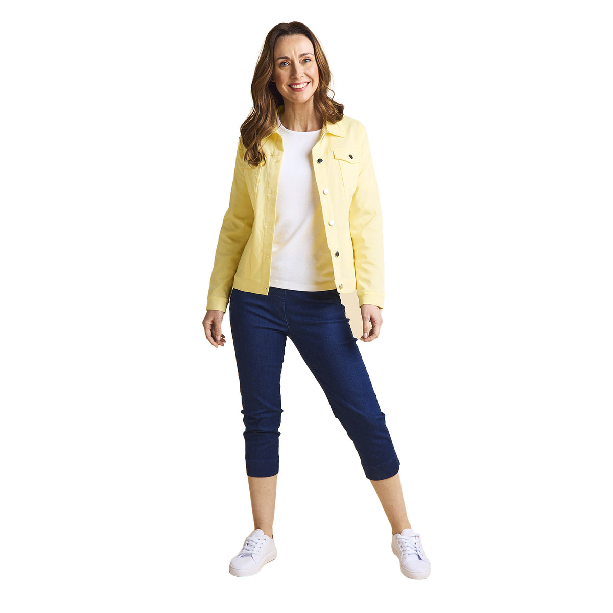 Emreco Classic Denim Blue Stretch Crop Trousers V32576577 1