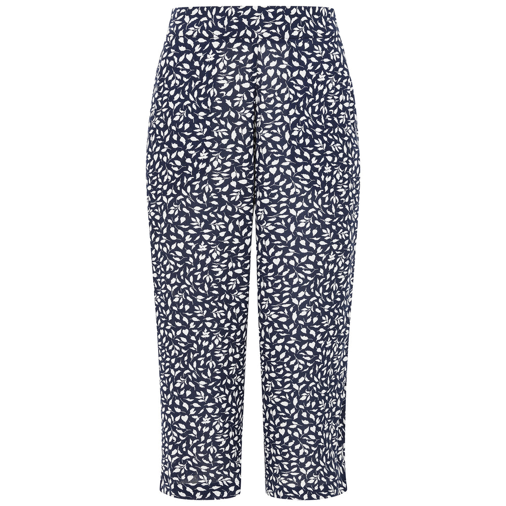 Emreco Leaf Print Crinkle Wide Leg Culottes (Size 20) - Navy_7973304