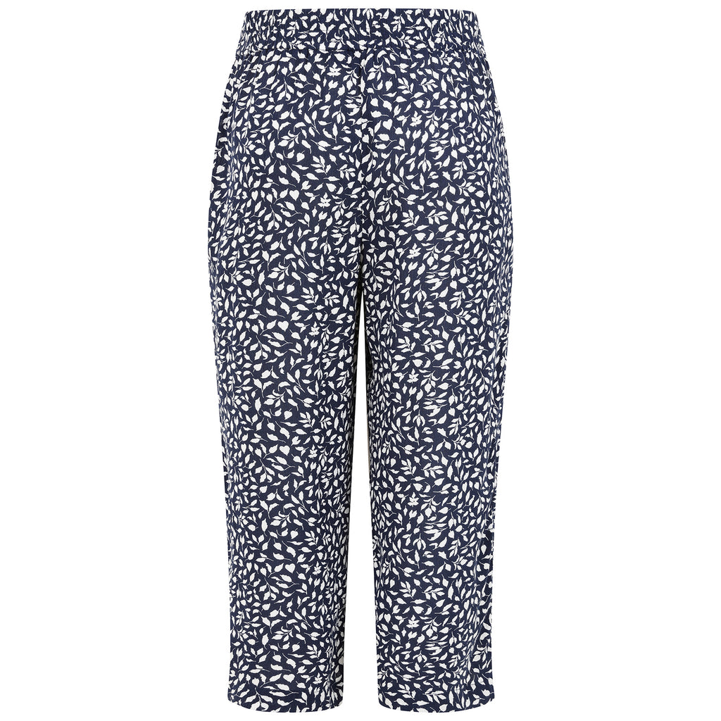 Emreco Leaf Print Crinkle Wide Leg Culottes (Size 20) - Navy_7973304_1