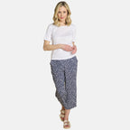 Emreco Leaf Print Crinkle Wide Leg Culottes (Size 20) - Navy_7973304_2