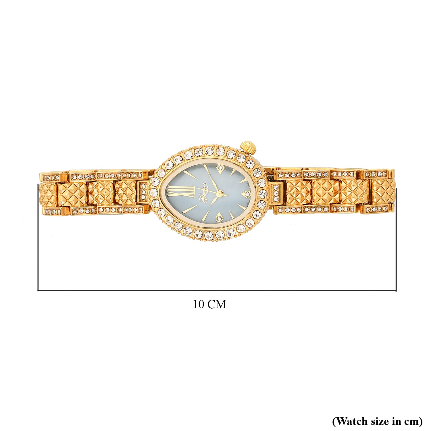 GENOA TIME V2 Miyota 2035 Japan Movement 3ATM Water Resistant White Crystal &amp; Green MOP Dial Watch with Gold Colour Carving Strap 7973879 5