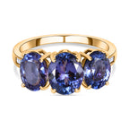14K Yellow Gold AAA Tanzanite & Diamond Trilogy Ring 4.69 Ct._7974996
