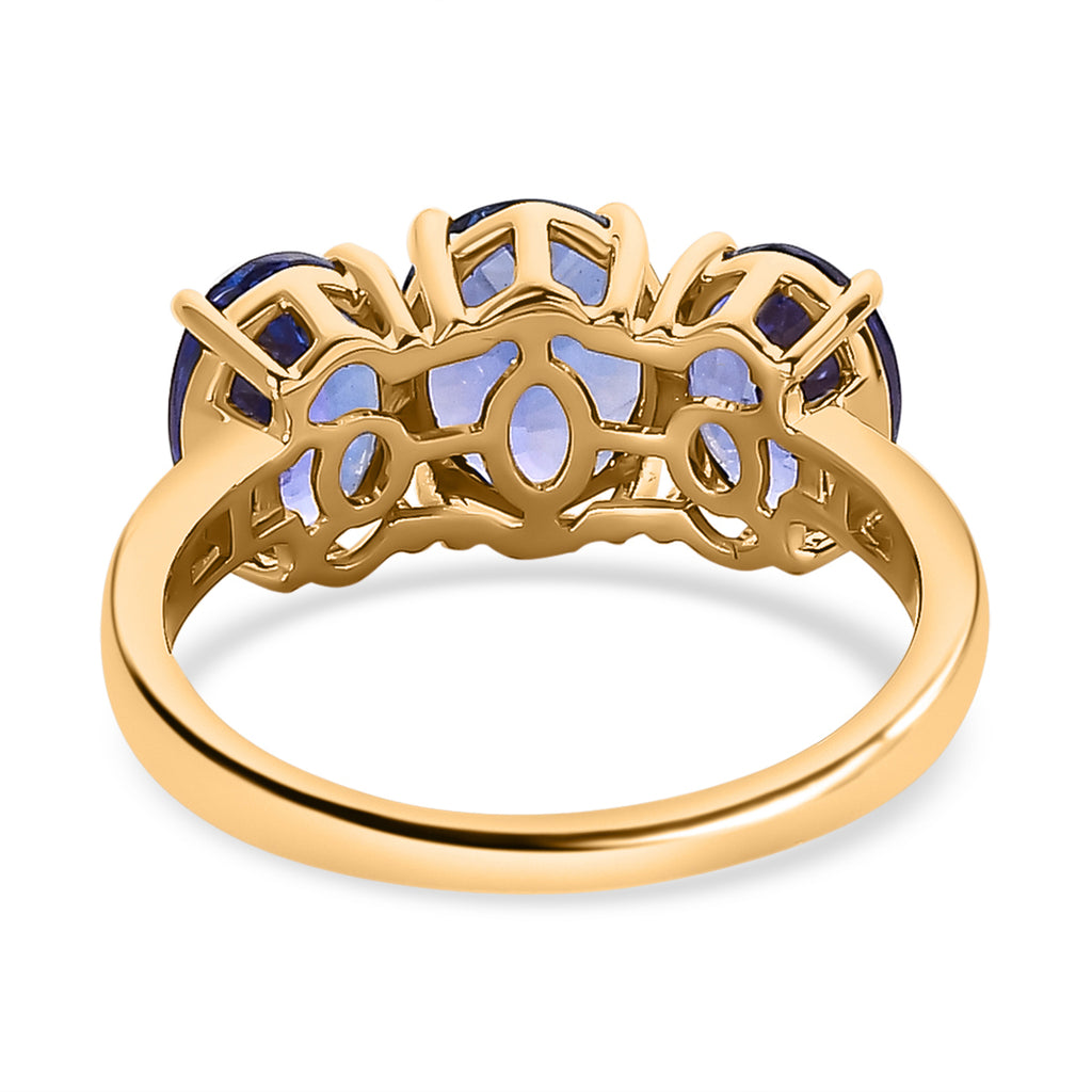 14K Yellow Gold AAA Tanzanite & Diamond Trilogy Ring 4.69 Ct._7974996_4