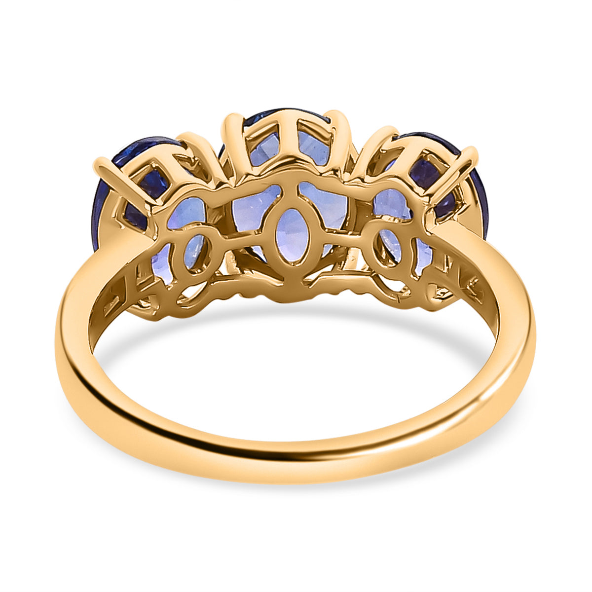 14K Yellow Gold Tanzanite, Diamond Trilogy Ring 4.69 Ct. (I2-G/H) 7974996 5