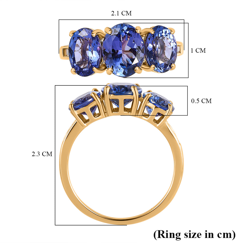 14K Yellow Gold AAA Tanzanite & Diamond Trilogy Ring 4.69 Ct._7974996_6