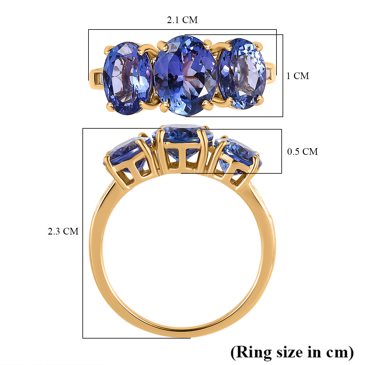 14K Yellow Gold Tanzanite, Diamond Trilogy Ring 4.69 Ct. (I2-G/H) 7974996 6