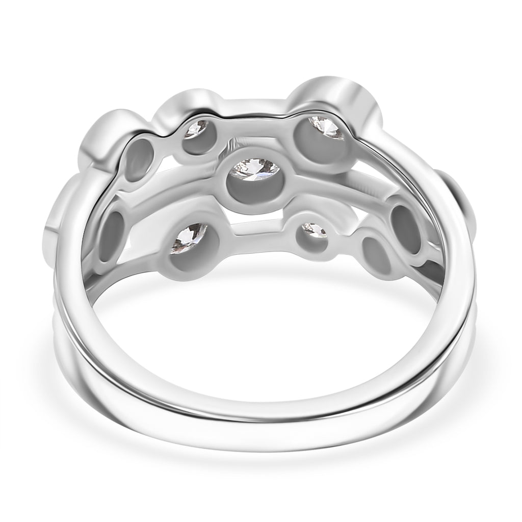 Luxuriant Lab Grown Diamond (SI/GH) Bubble Ring in Rhodium Overlay Sterling Silver 1.00 Ct._7975520_4