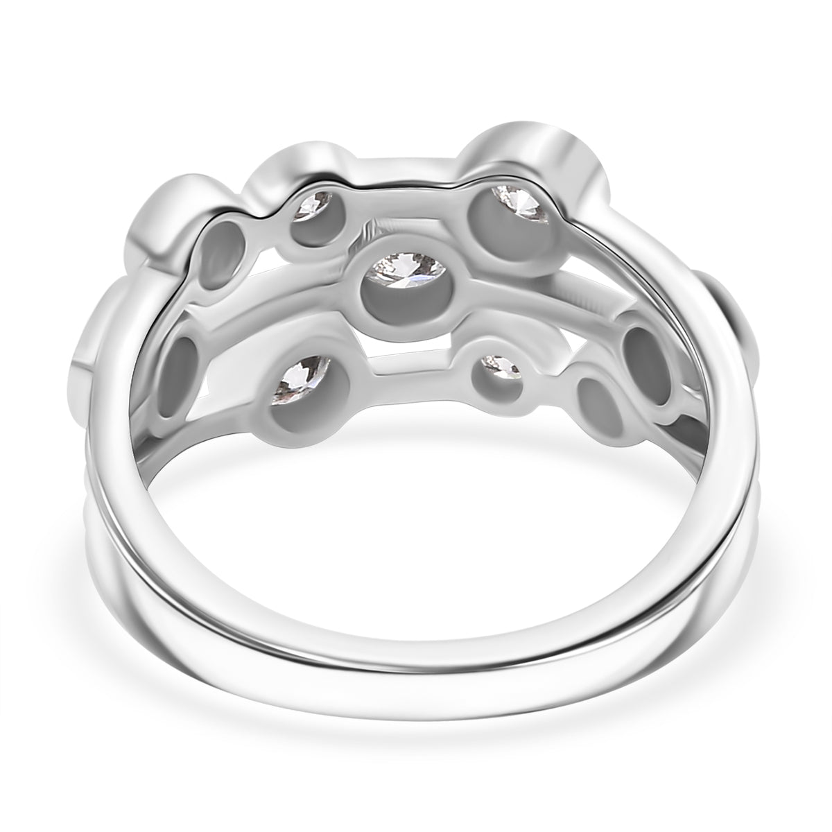 LUXURIANT 1 Ct. Lab Grown Diamond Bubble Ring in Rhodium Overlay Sterling Silver 7975520 5
