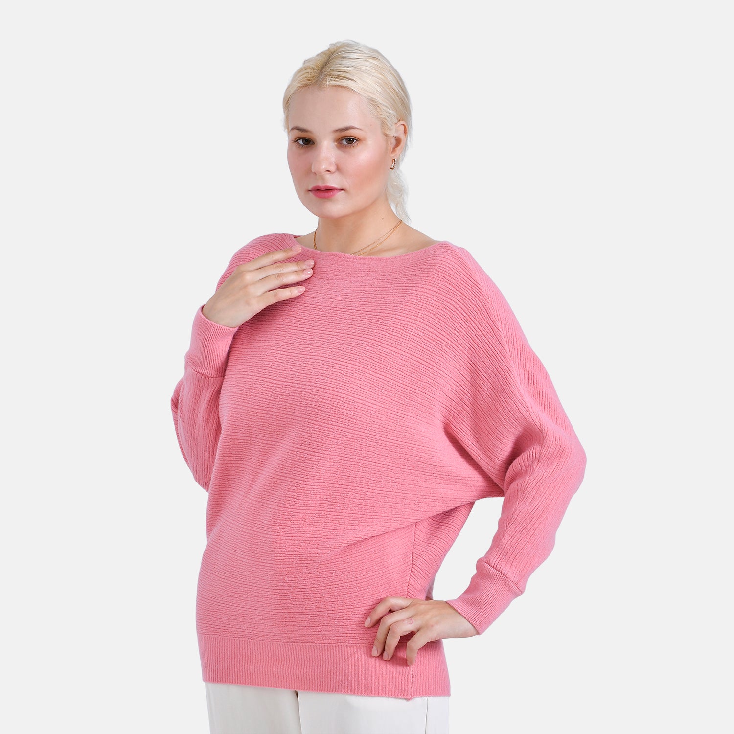Tamsy Cotton Boat Neck Jumper (Size Up to 20) - Pink V32516817 5