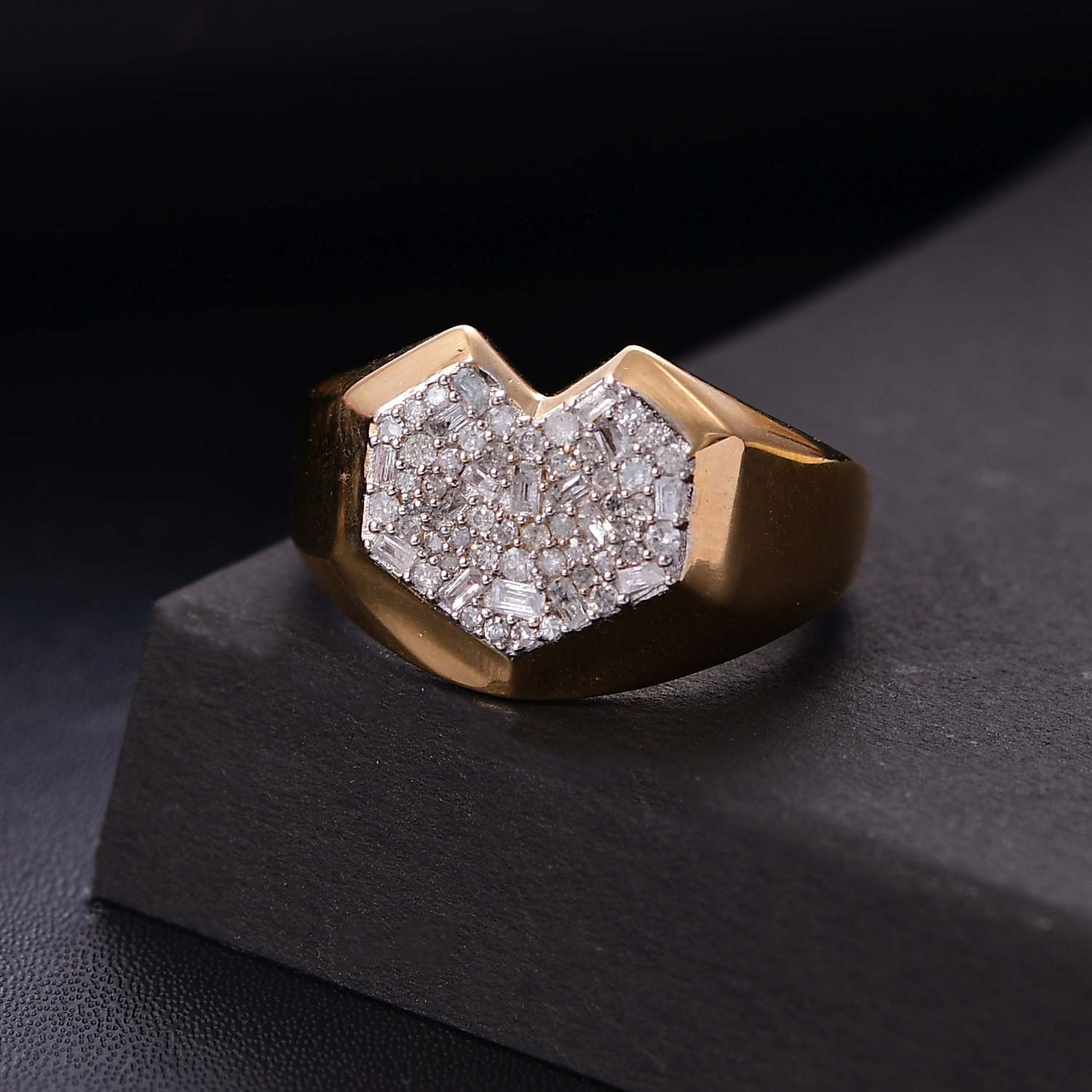 GP Amore Collection - White Diamond Cluster Ring in 18K Vermeil Yellow Gold Plated Sterling Silver 7977028 1