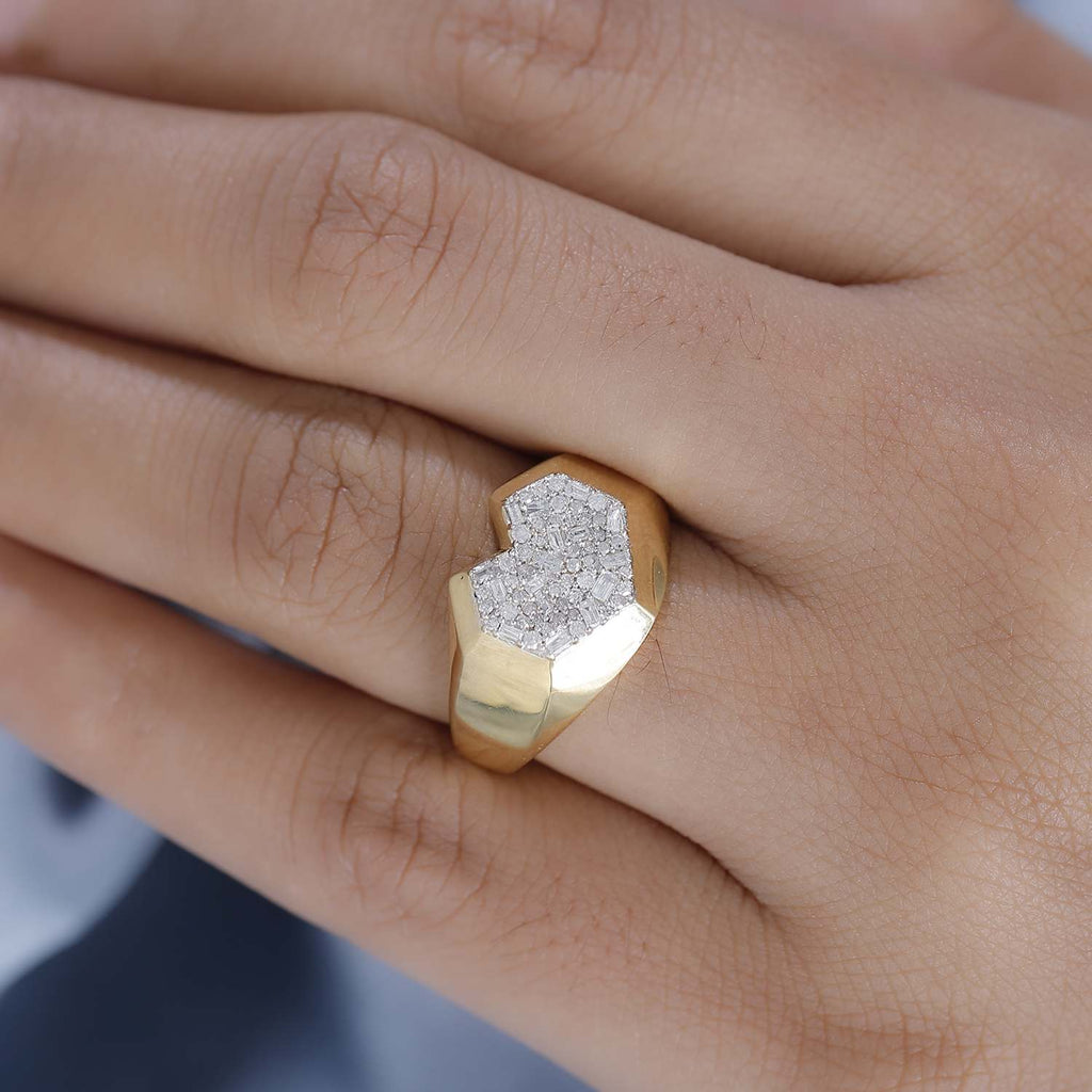 GP Amore Collection - White Diamond & Blue Sapphire Cluster Ring in 18K Vermeil Yellow Gold Plated Sterling Silver_7977028_2