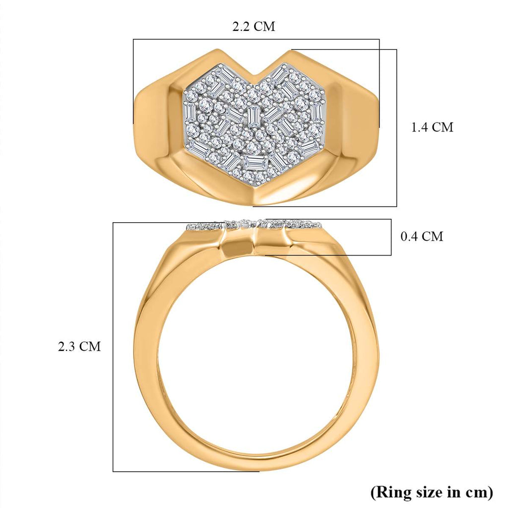 GP Amore Collection - White Diamond & Blue Sapphire Cluster Ring in 18K Vermeil Yellow Gold Plated Sterling Silver_7977028_5