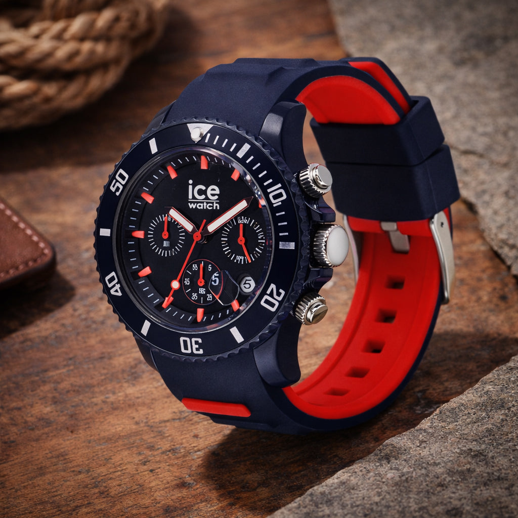 Ice Watch - Ice Chrono Trilogy Watch Dark Blue and Red Chronograph Watch with 10ATM Water Resistancy_7977178_1