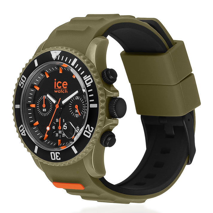 Ice Watch Khaki and Orange Chronograph Watch 7977179 1