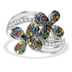 Designer Inspired-Multi Colour Diamond Ring in Platinum Overlay Sterling Silver 1.08 Ct._7977230