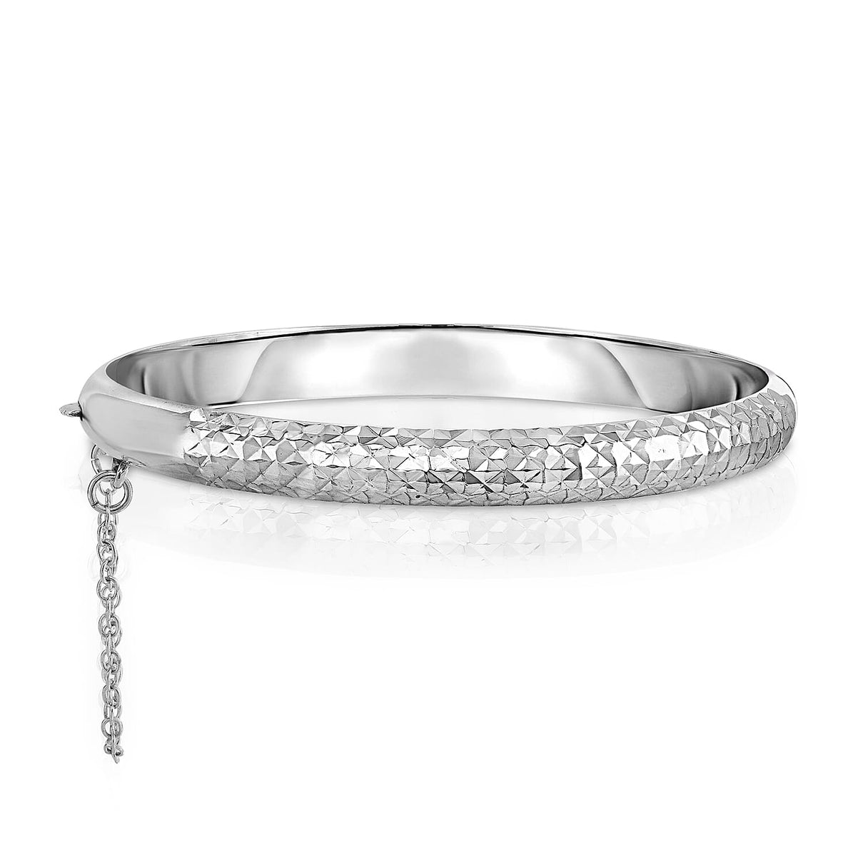 Diamond Cut Openable Bangle in Rhodium Overlay Sterling Silver 7977413 0