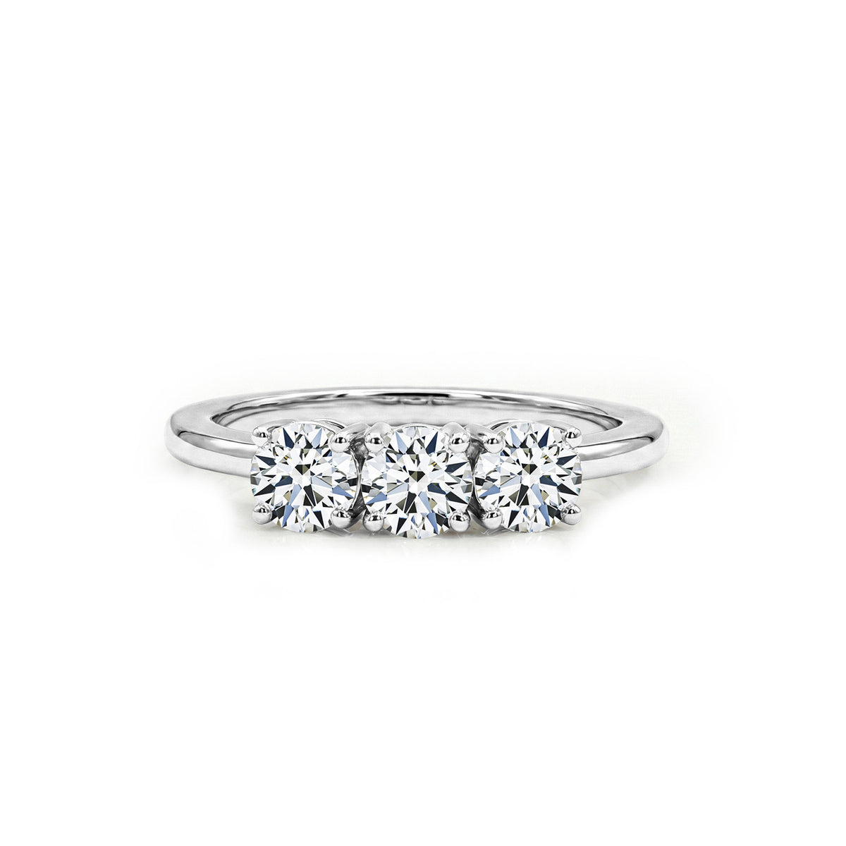 LUXURIANT 1 Ct. Lab Grown Diamond Trilogy Ring in 9K White Gold SGL Certified (VS-G-H) 7977605 0