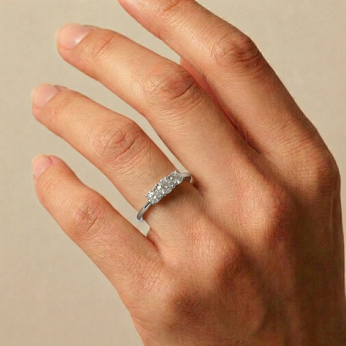 LUXURIANT 1 Ct. Lab Grown Diamond Trilogy Ring in 9K White Gold SGL Certified (VS-G-H) 7977605 2