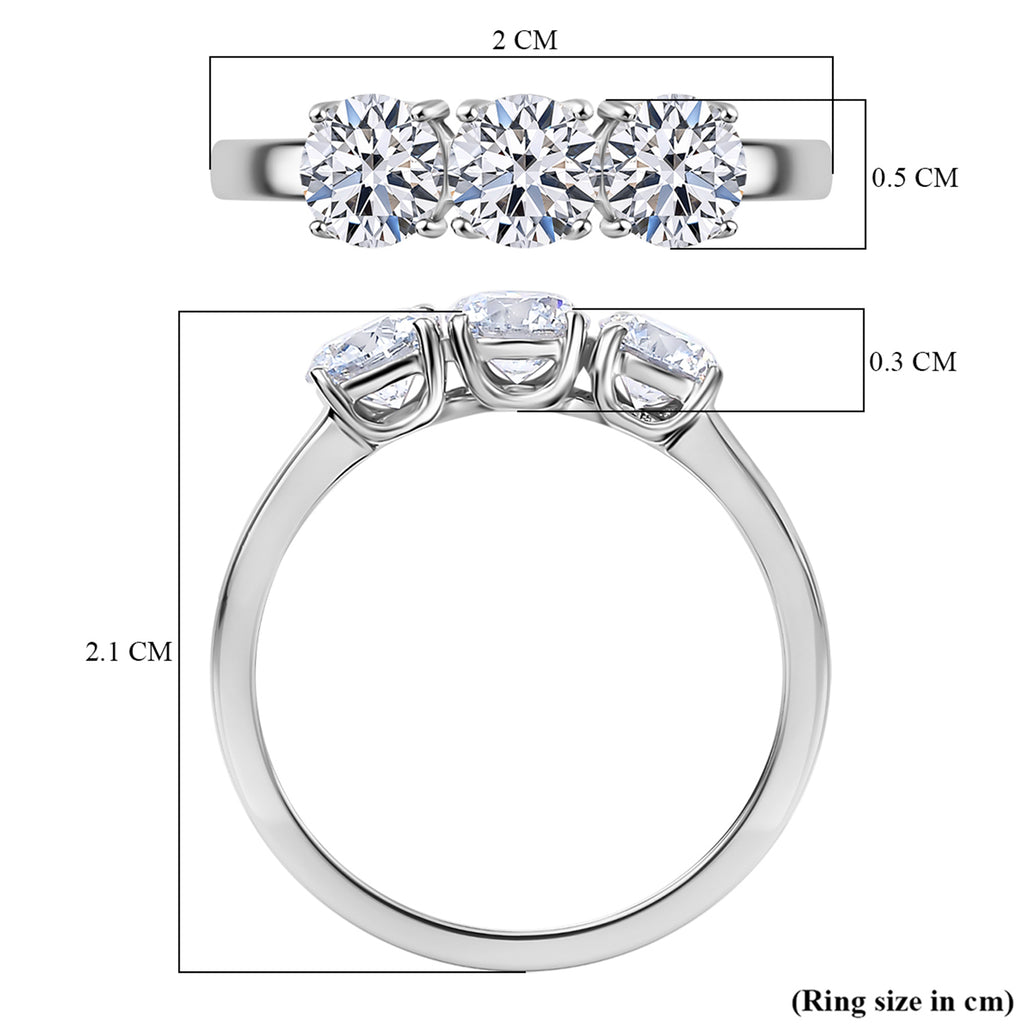 Luxuriant - 9K White Gold SGL Certified Lab Grown Diamond (VS/GH) Trilogy Ring 1.00 Ct._7977605_5
