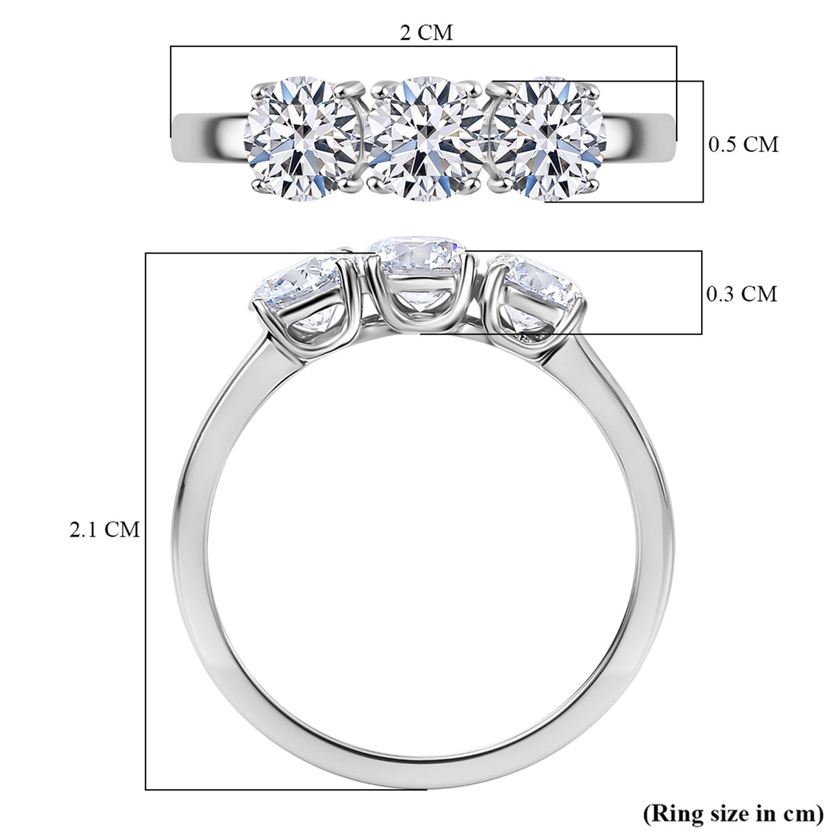 LUXURIANT 1 Ct. Lab Grown Diamond Trilogy Ring in 9K White Gold SGL Certified (VS-G-H) 7977605 6