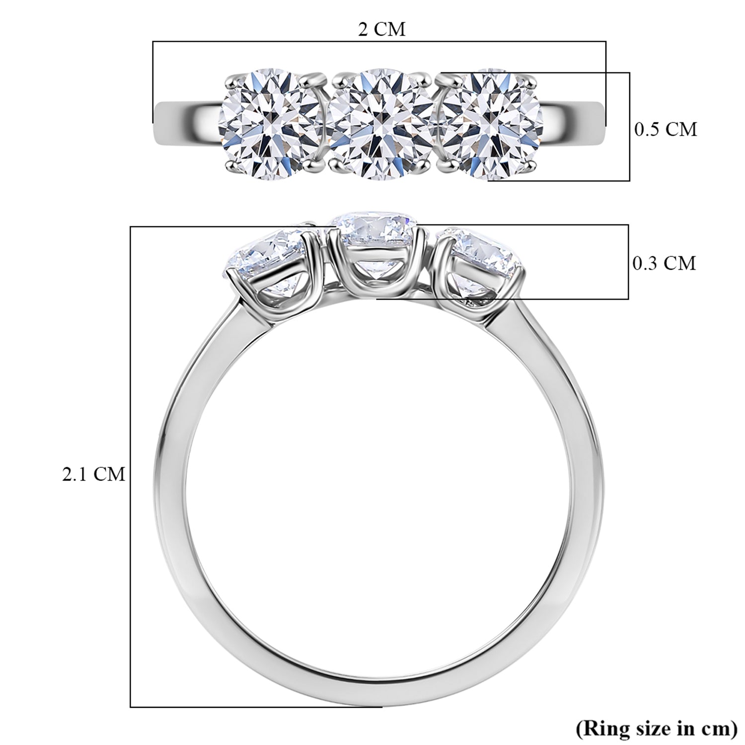 LUXURIANT 1 Ct. Lab Grown Diamond Trilogy Ring in 9K White Gold SGL Certified (VS-G-H) 7977605 6