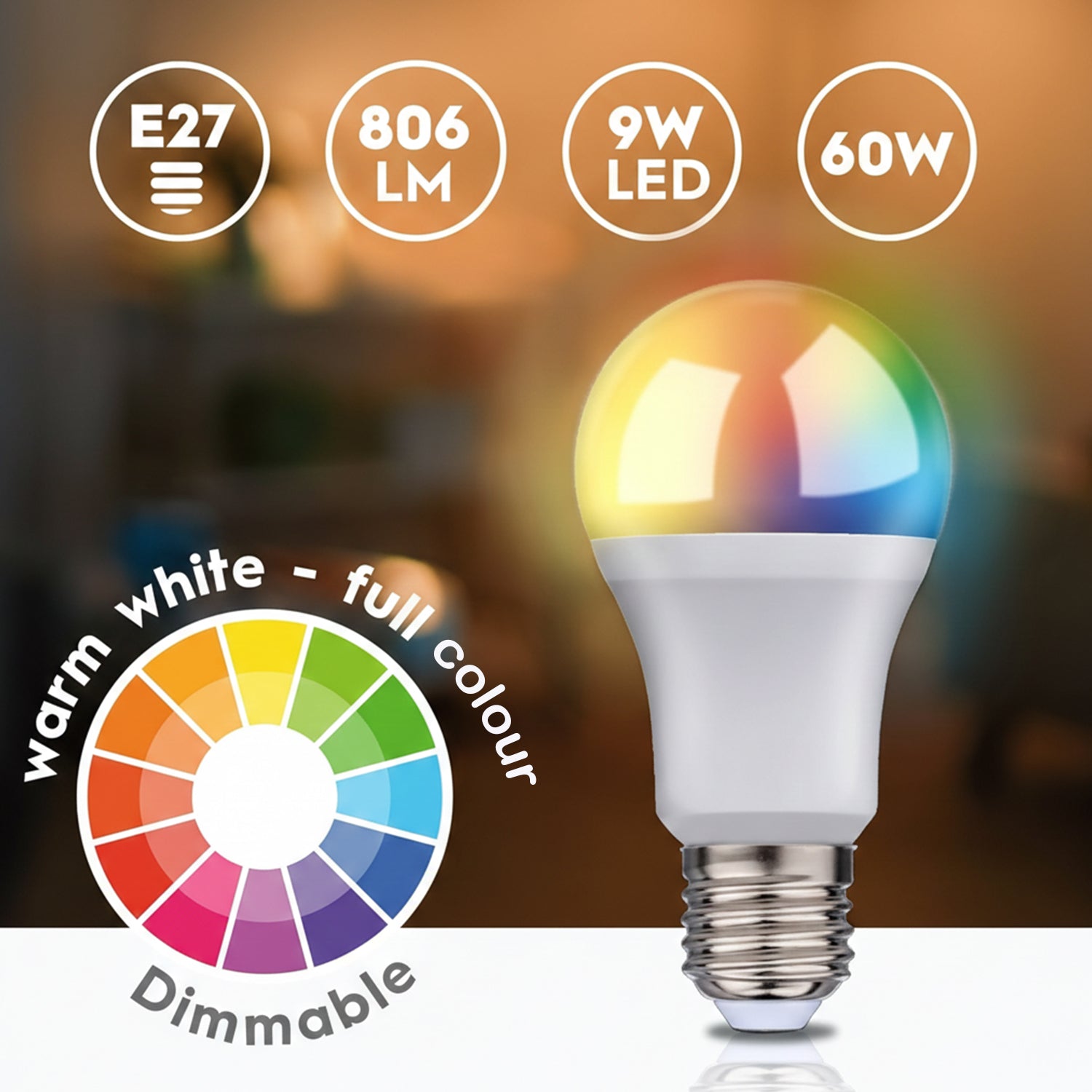 Alpina RGB Smart Wi-Fi Bulb E27 9W - White 7977734 1