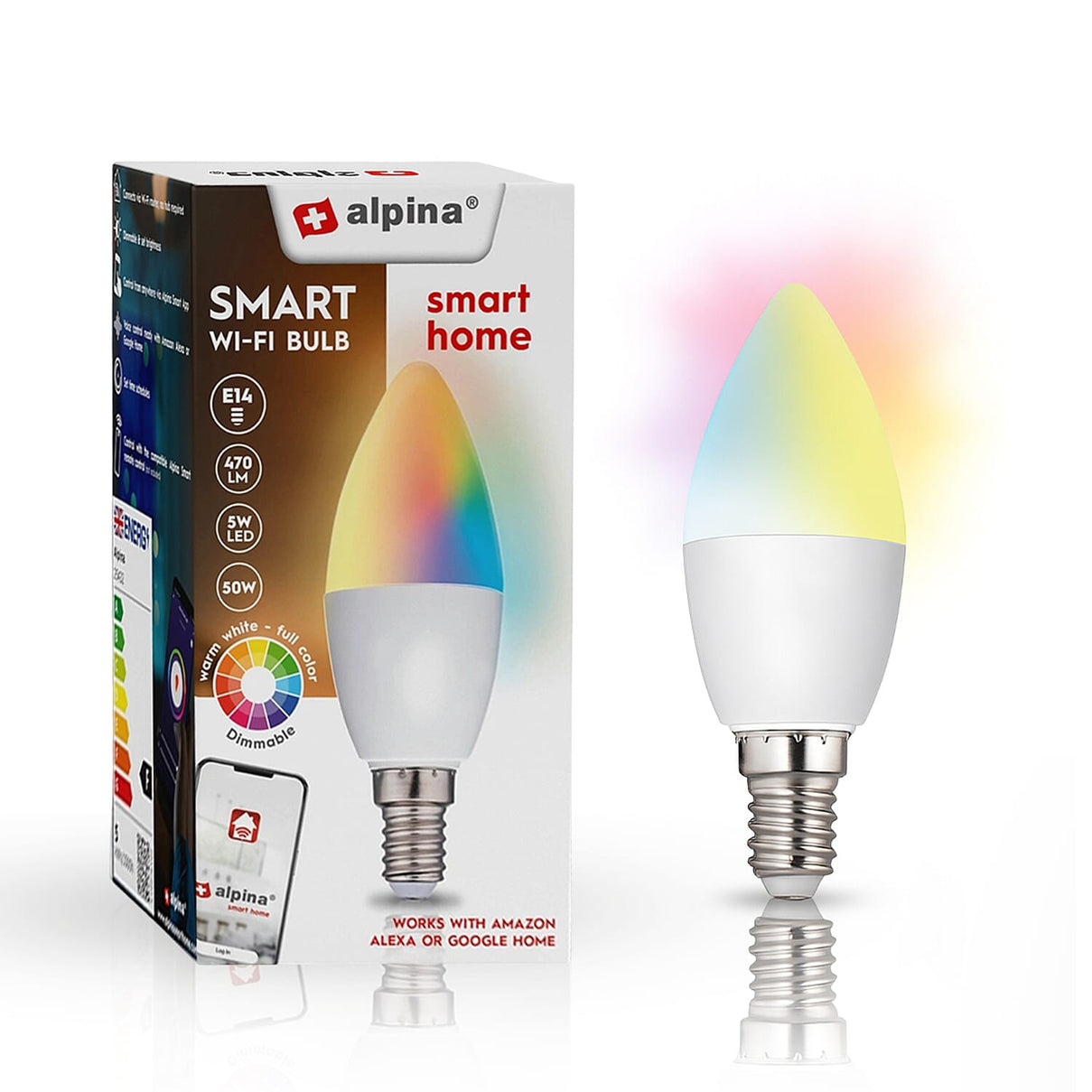 Alpina Smart Wi-Fi E14 LED Bulb (5W) â€“ Voice and App Controlled Lighting 7977752 0