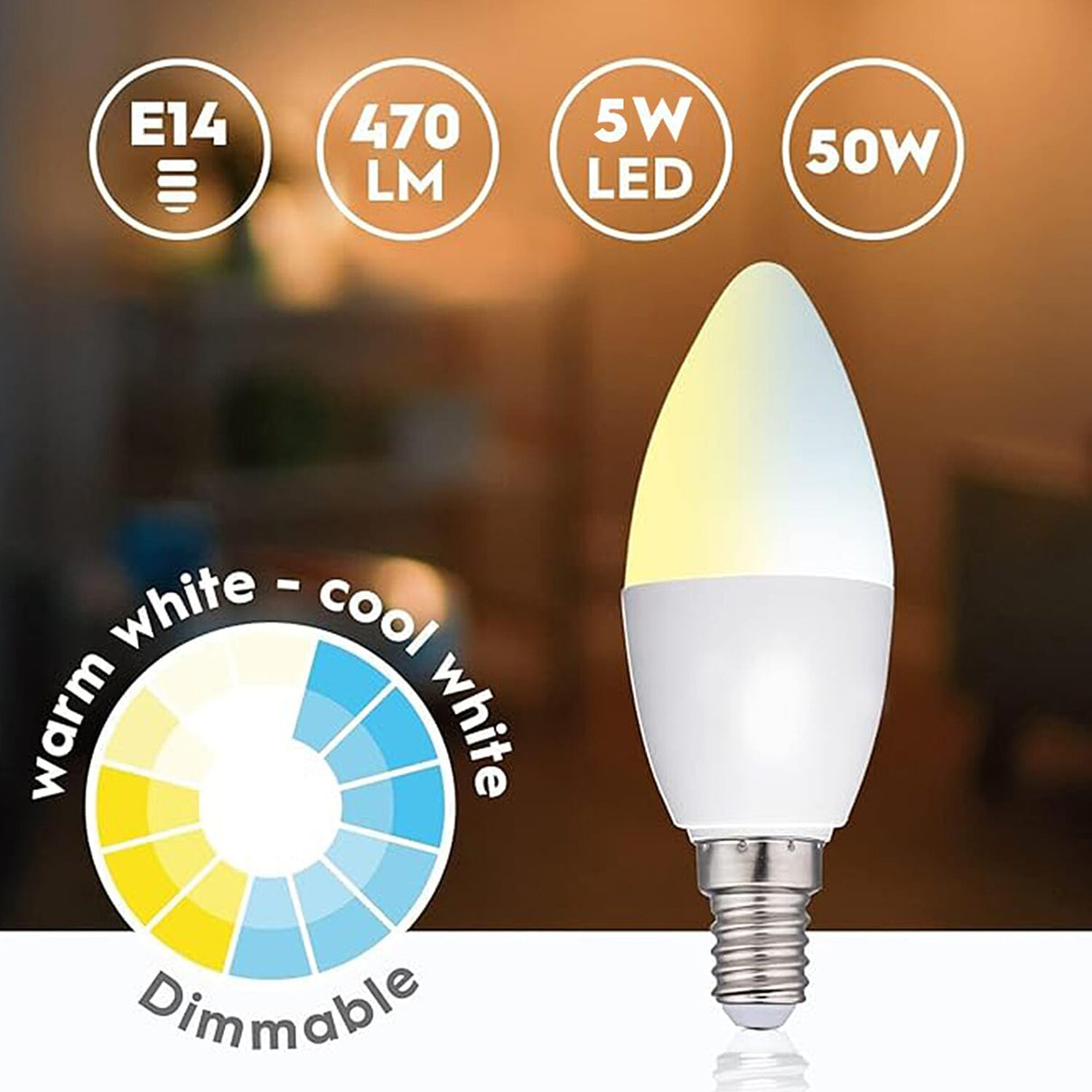 Alpina Smart Wi-Fi E14 LED Bulb (5W) â€“ Voice and App Controlled Lighting 7977752 5