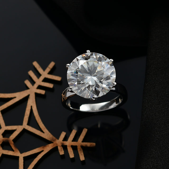Moissanite Solitaire Ring in Sterling Silver with Rhodium Overlay 7977885 2