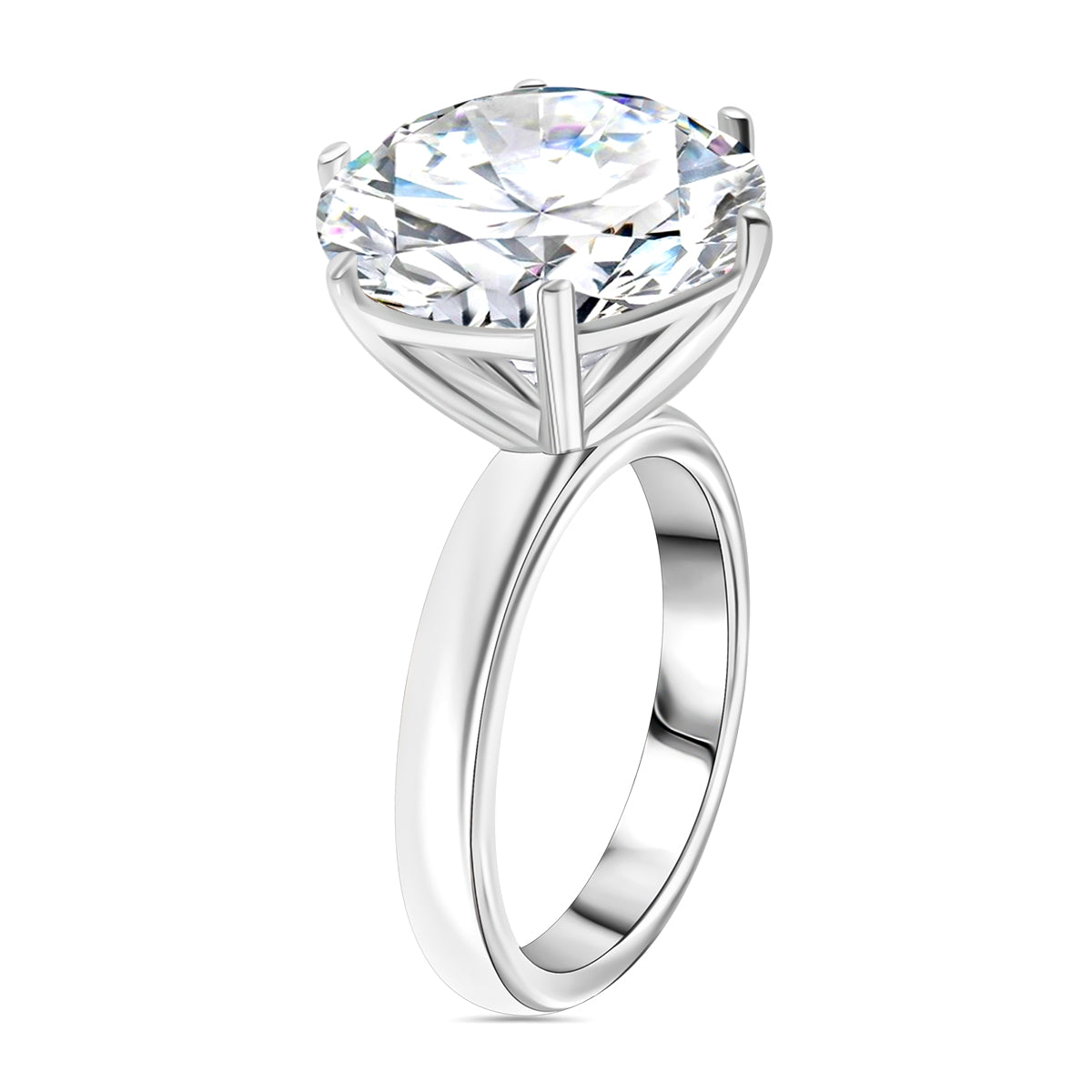 Moissanite Solitaire Ring in Sterling Silver with Rhodium Overlay V32601898 4