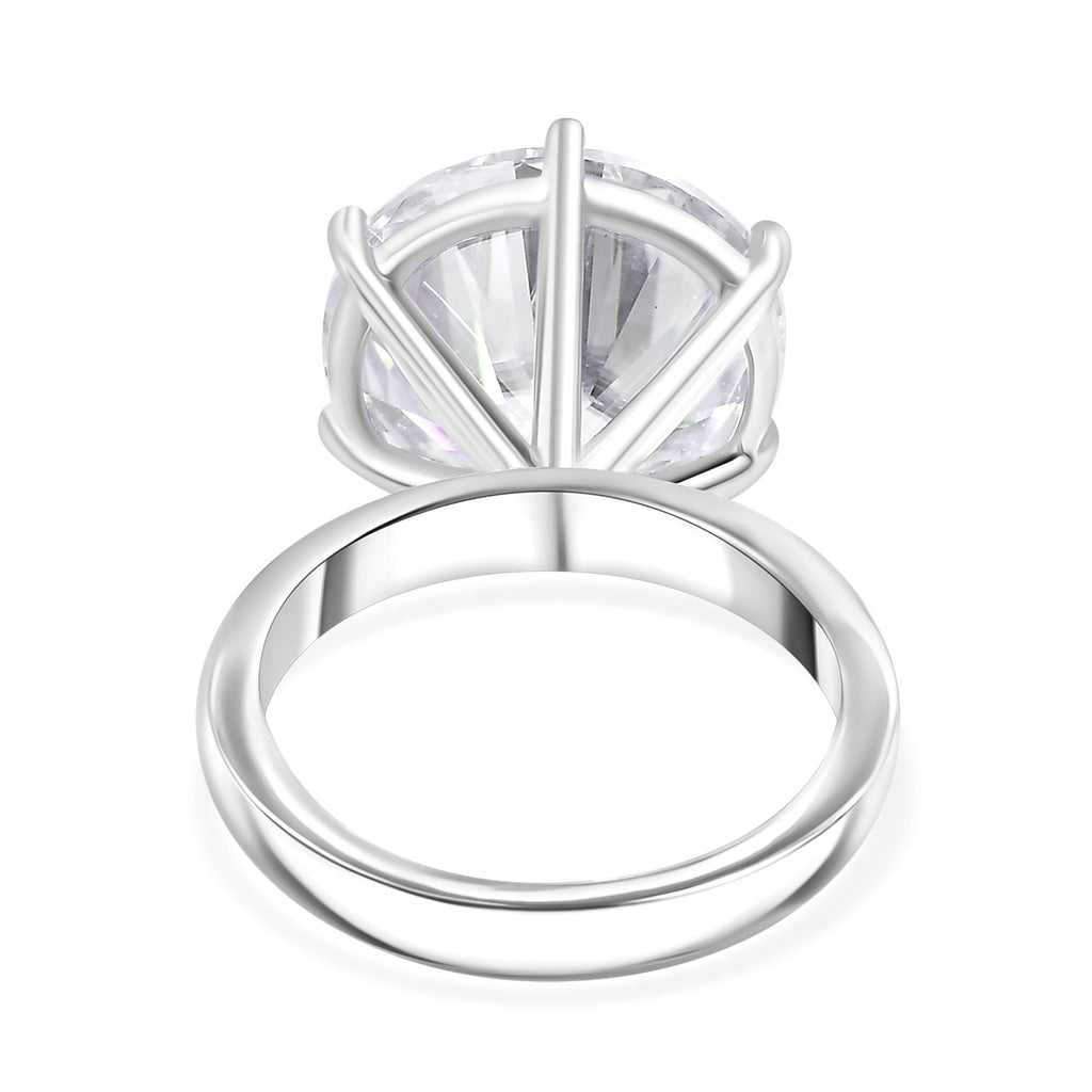 D'Joy Moissanite Solitaire Ring in Rhodium Overlay Sterling Silver 9.44 Ct_7977885_4