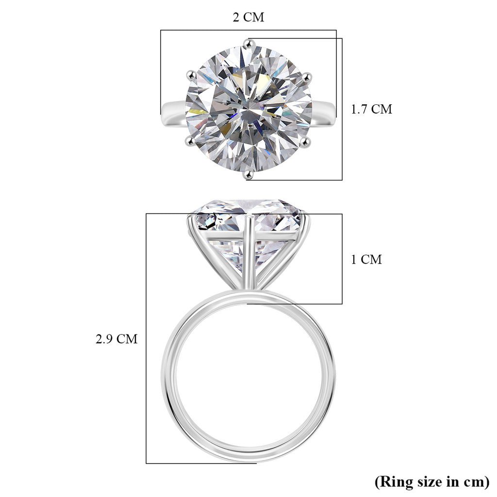 D'Joy Moissanite Solitaire Ring in Rhodium Overlay Sterling Silver 9.44 Ct_7977885_5