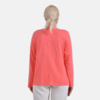 La Marey 100% Cotton Long Sleeve V-Neck Top (Size 12 to 14) - Red_7977912_1