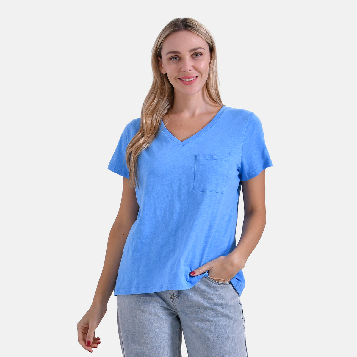 La Marey 100% Cotton V-Neck Casual Top V32572899 0