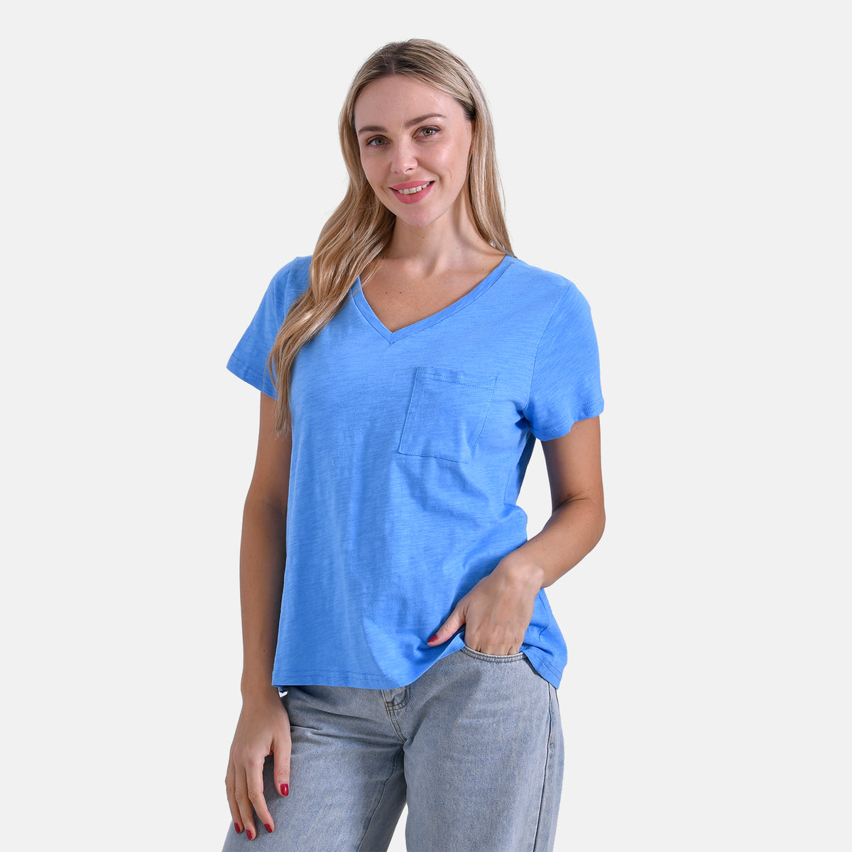 La Marey 100% Cotton V-Neck Casual Top V32572899 4