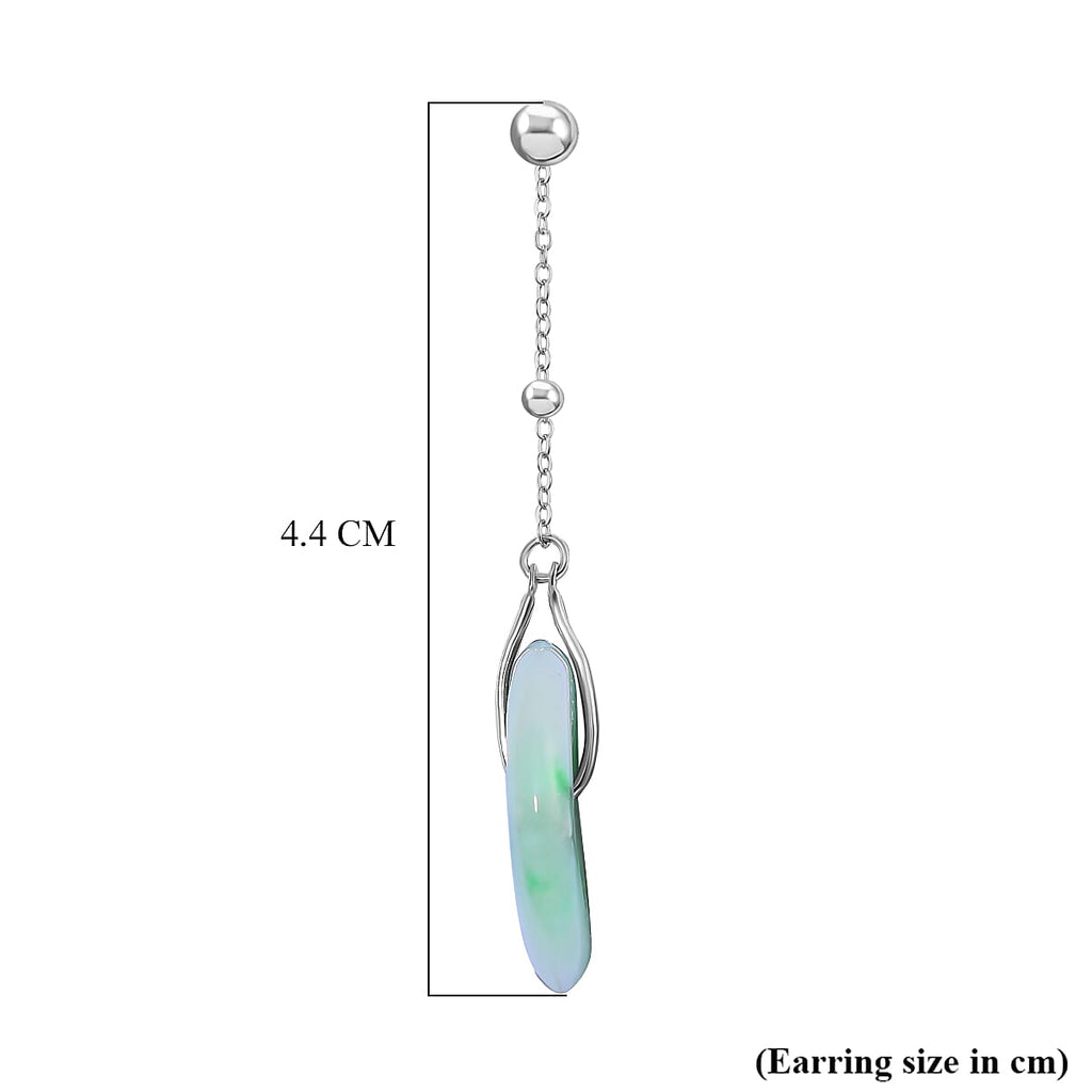 Natural Type A Bi Colour Burmese Jadeite Jade Buckle Earrings With Push Back in Rhodium Overlay Sterling Silver 35.80 Ct.
