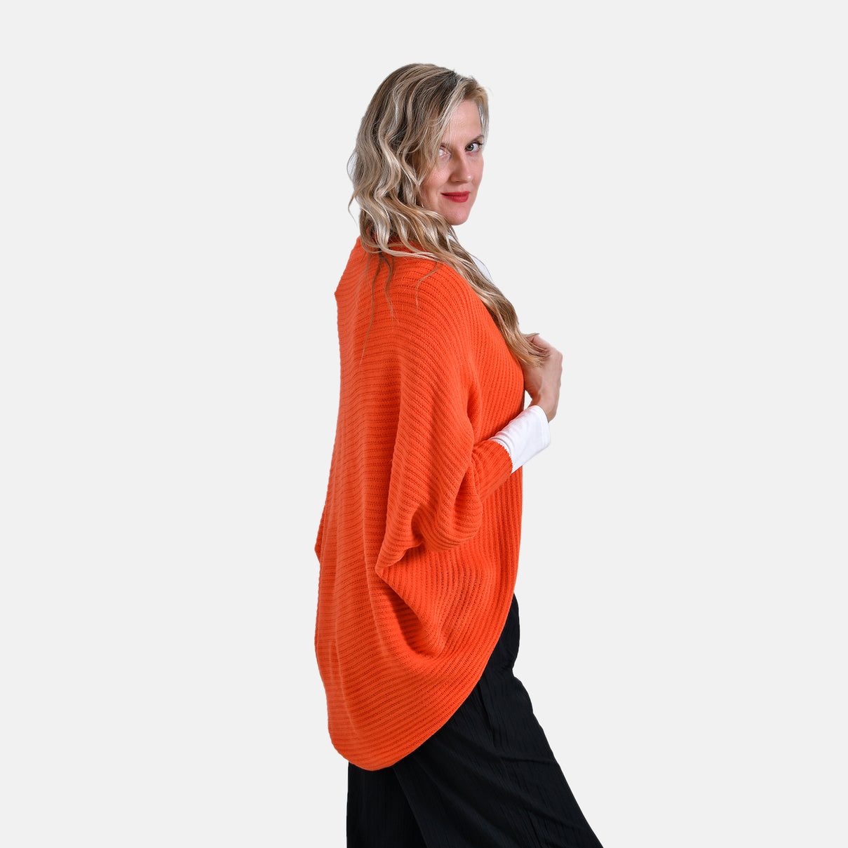 Tamsy Casual Knit Batwing Sleeve Open Cardigan (One Size) - Orange 7978884 2