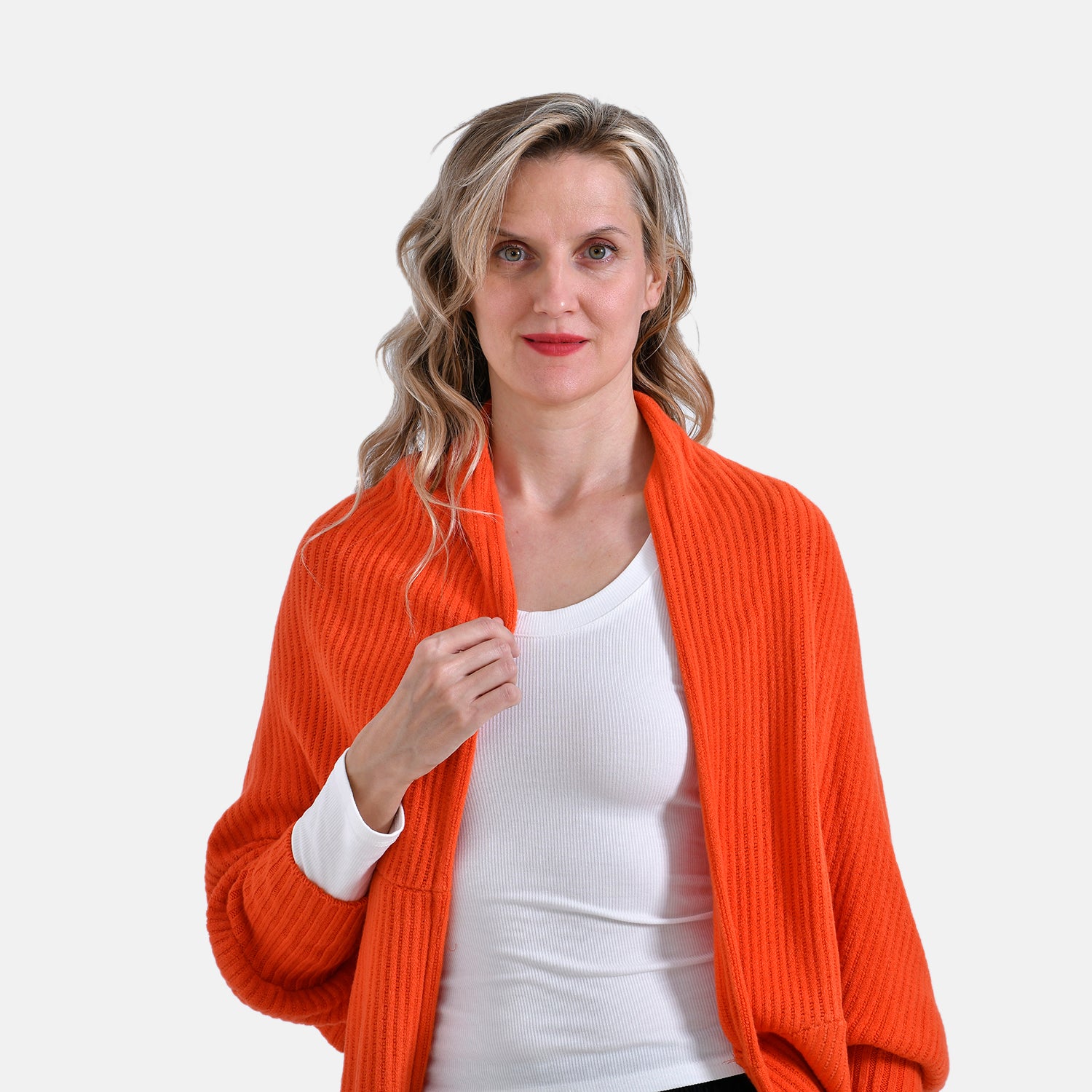 Tamsy Casual Knit Batwing Sleeve Open Cardigan (One Size) - Orange 7978884 3