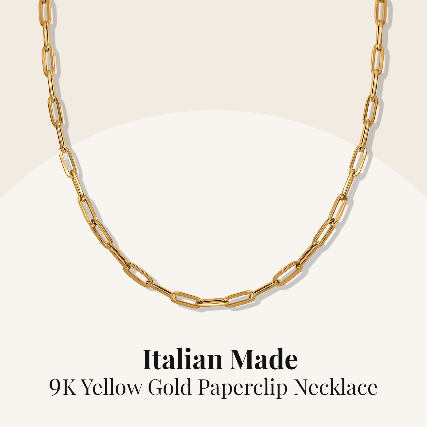 9K Yellow Gold High Finish Paperclip Chain with Spring Ring Clasp 18 Inch 7979363 2