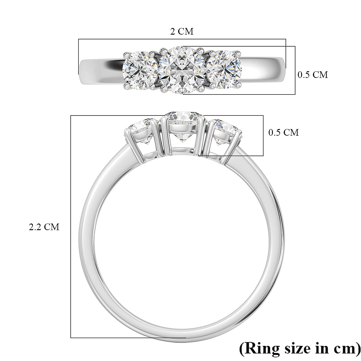 LUXURIANT 1 Ct. Lab Grown Diamond (VS-G/H) Trilogy Ring in 950 Platinum SGL Certified 7979473 6