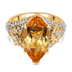 GP Honeycomb Collection - Citrine, Blue Sapphire & White Zircon Ring in 18K Vermeil Yellow Gold Plated Sterling Silver 6.20 Ct._7979580