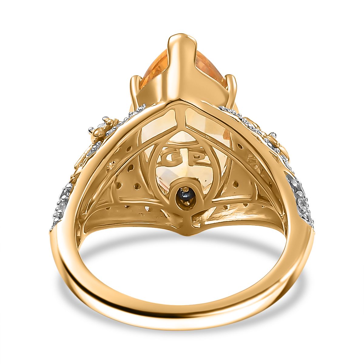 GP Honeycomb Collection - Citrine, White Zircon Ring in 18K Yellow Gold Vermeil Sterling Silver 7979580 4